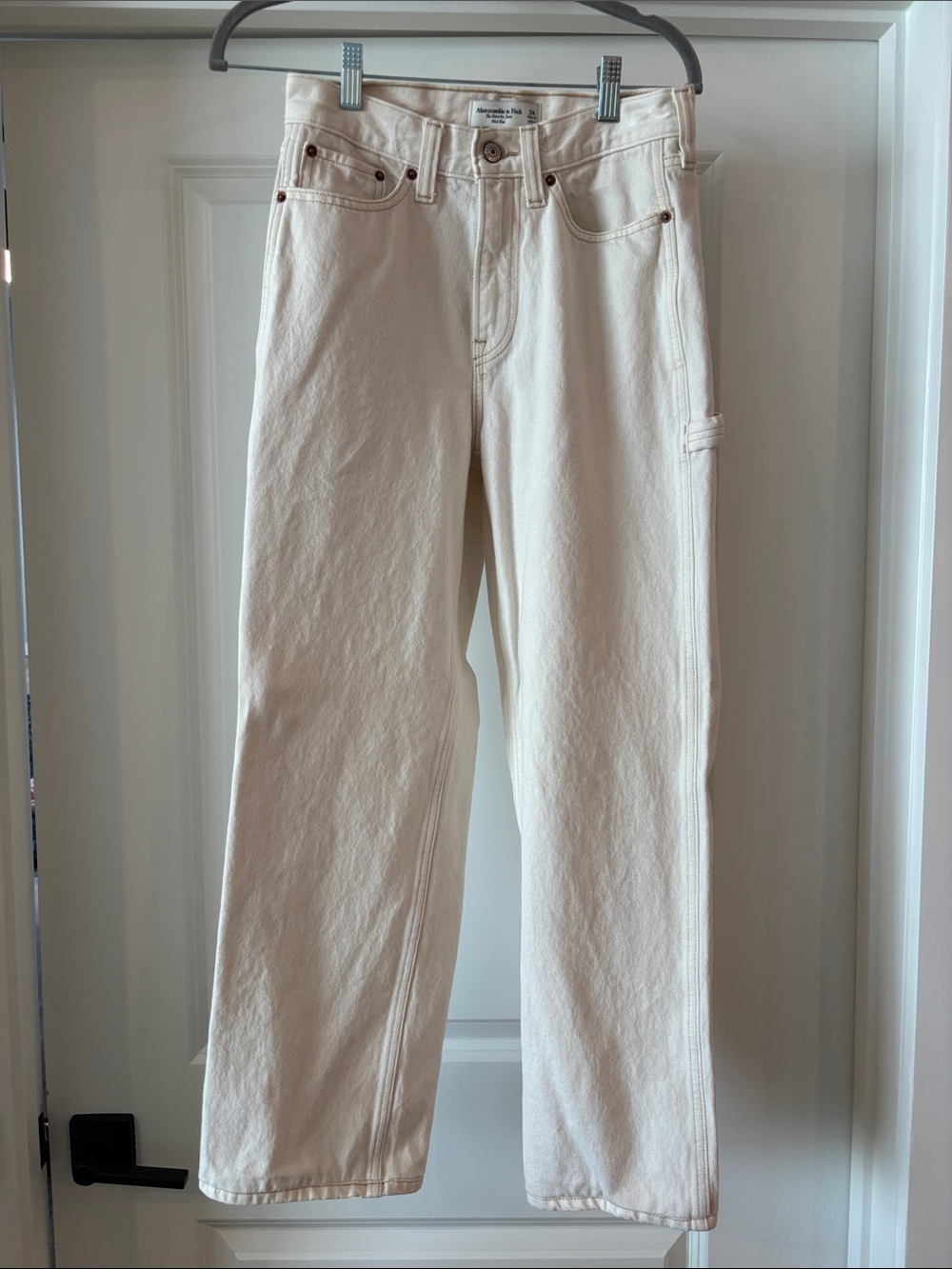 Abercrombie & Fitch Cream Straight-Leg Jeans